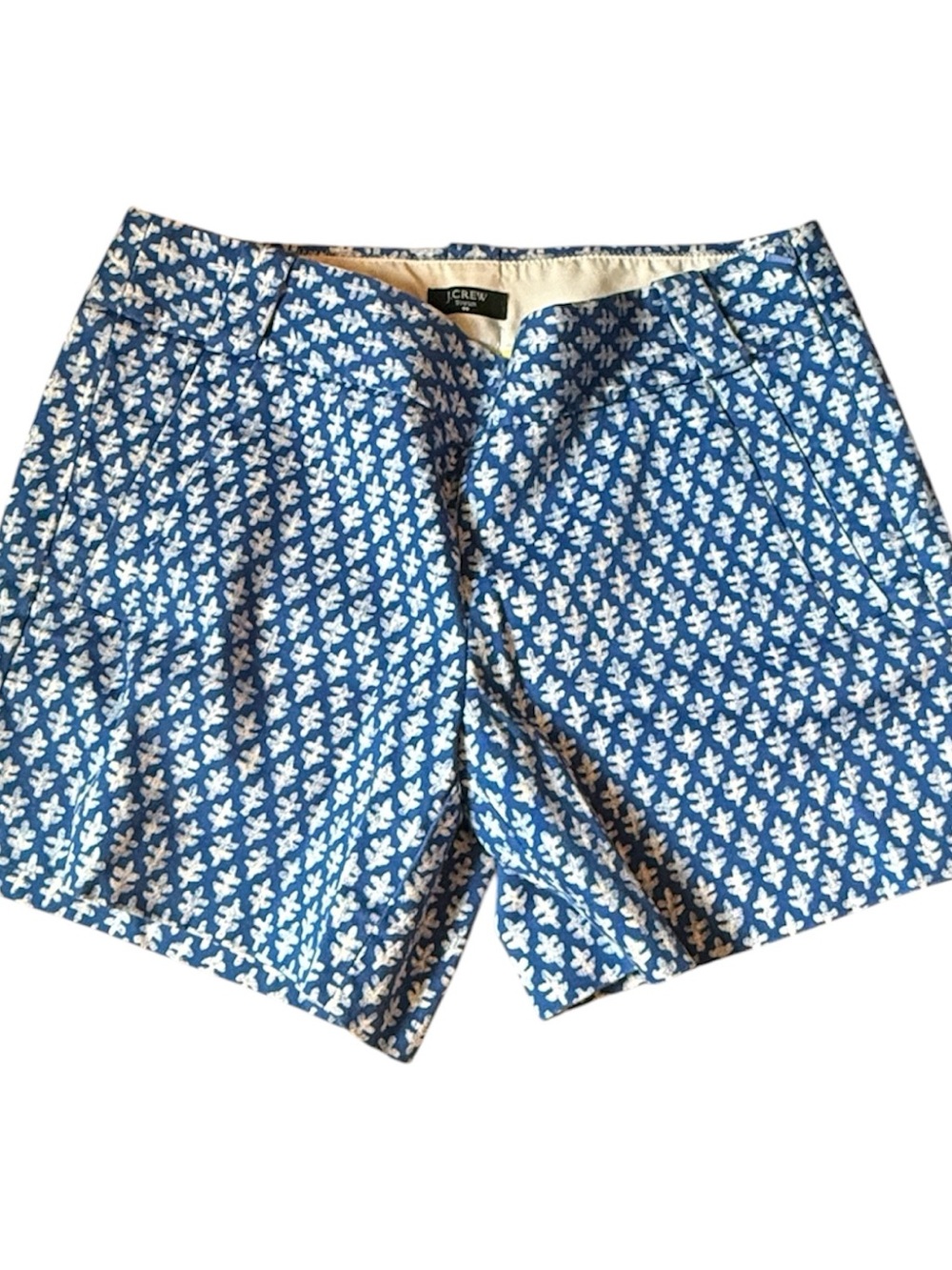 J.Crew shorts blue and white leaf print pattern city fit Sz 0